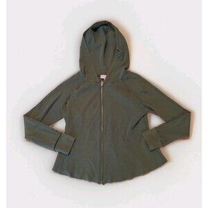 Philosophy Hoodie Sweatshirt Womens Medium Green Full Zip Waffle Casual